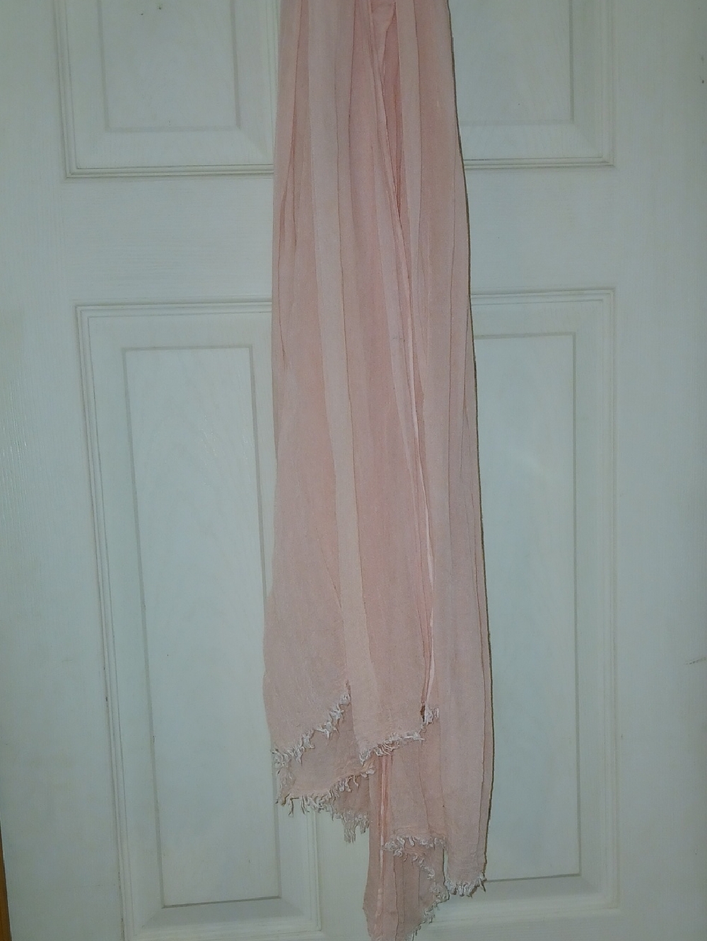 Calvin Klein Light Pink Sheer Scarf with Frayed Edges